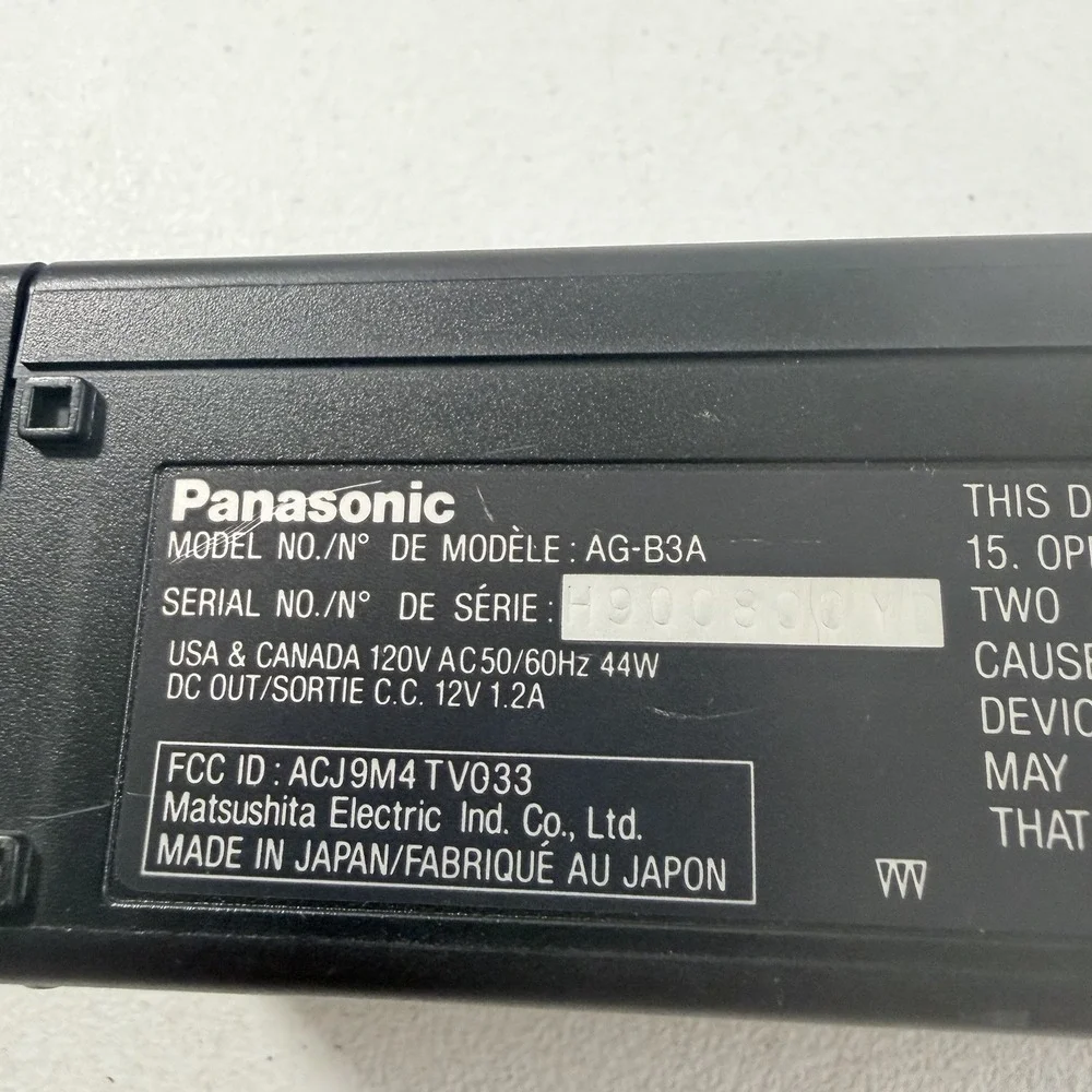 Panasonic AG-B3A Video AC Adapter Charger Power Supply Vintage Video Camcorder